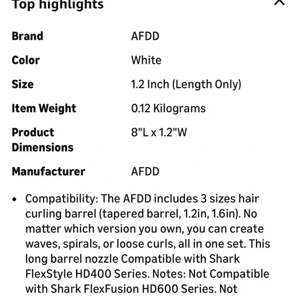 White Curling Air Wrap Attachment - Picture 2 of 3